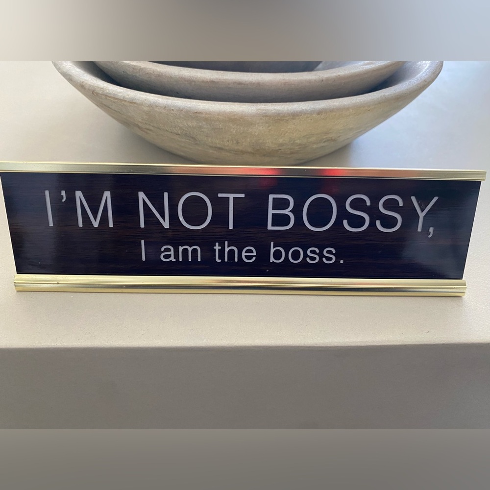 Gold and Black Desk Sign